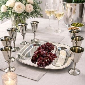 ✨Vintage Silverplate Goblet & Serving Tray Set | Polished numbered 1149710✨